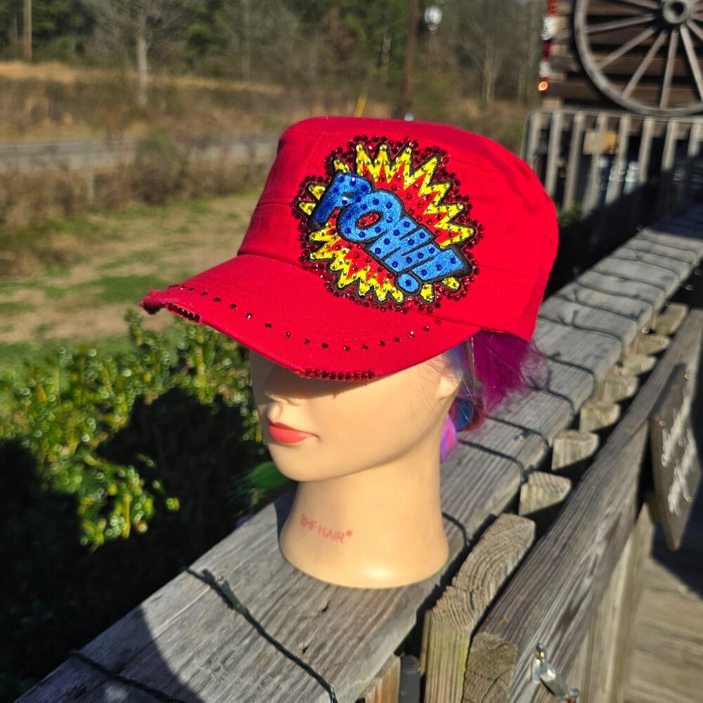 Ladies Red Pow BLING Hat NEW No Tags